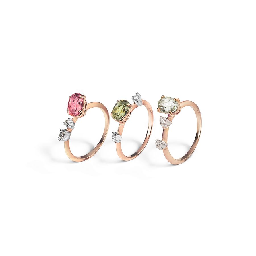Set of three tourmaline 'Balance' rings BALANCE | SET 3 AN TORMAU9R CT 0,18